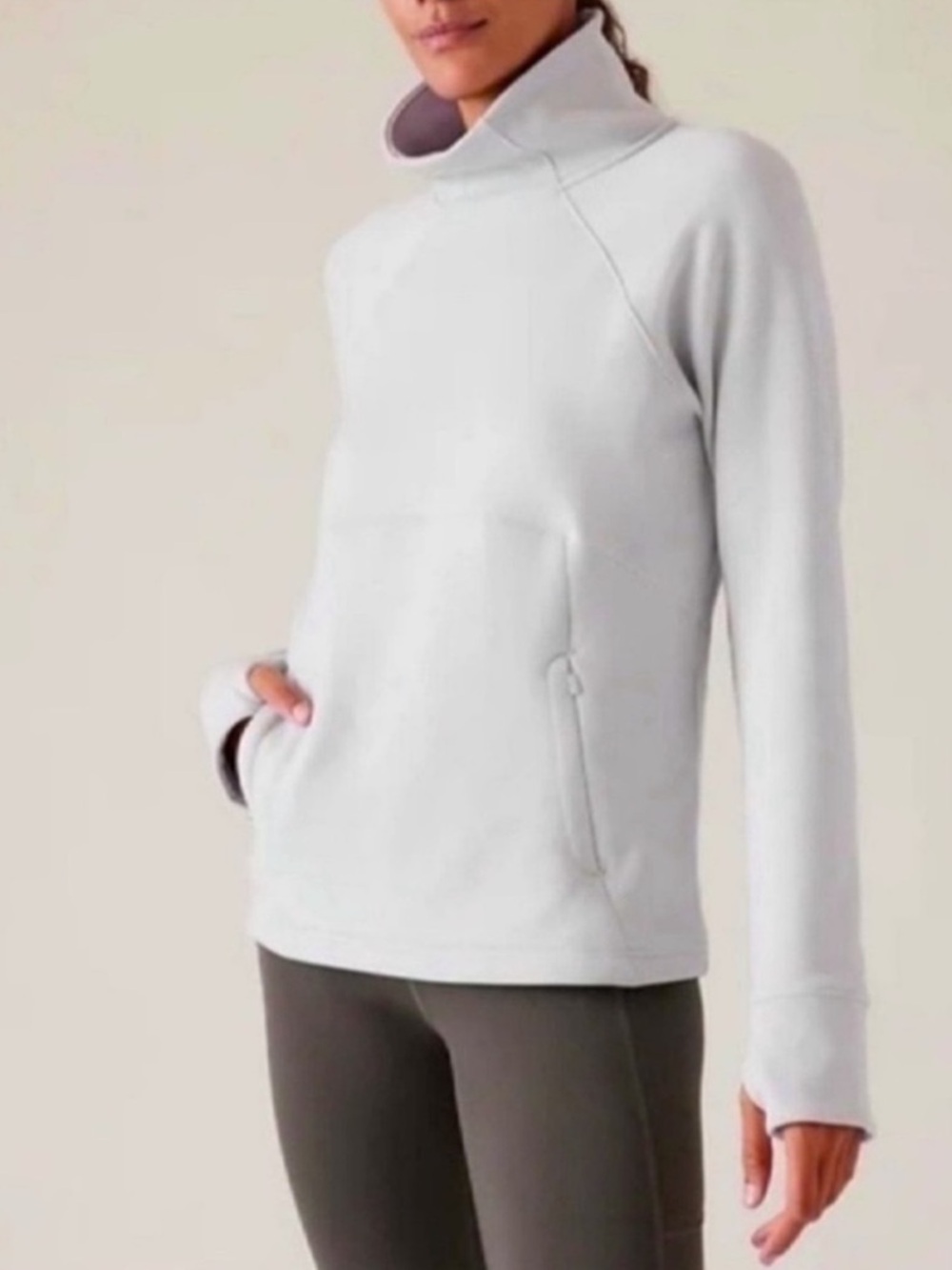 Athleta Polartec Altitude Funnel Neck Sweatshirt Winter Fleece Grey medium